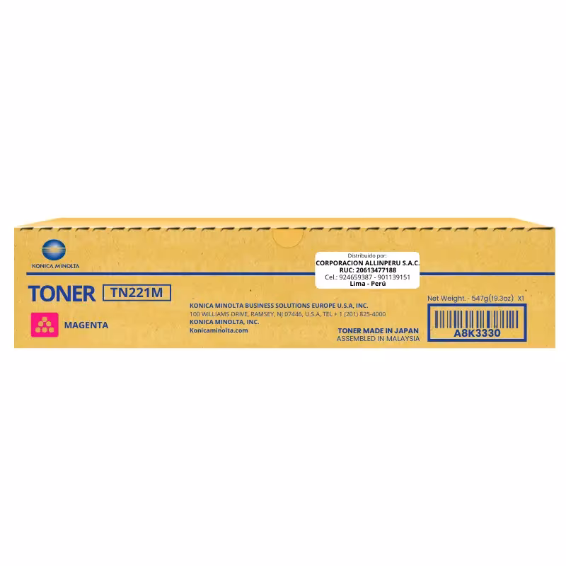 Toner Konica Minolta TN-221M Magenta A8K3350 para Bizhub C227