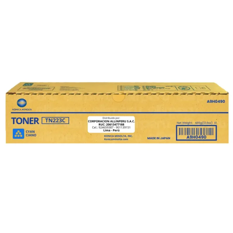 Toner Konica Minolta TN-223C Cyan A9H0490 para Bizhub C226