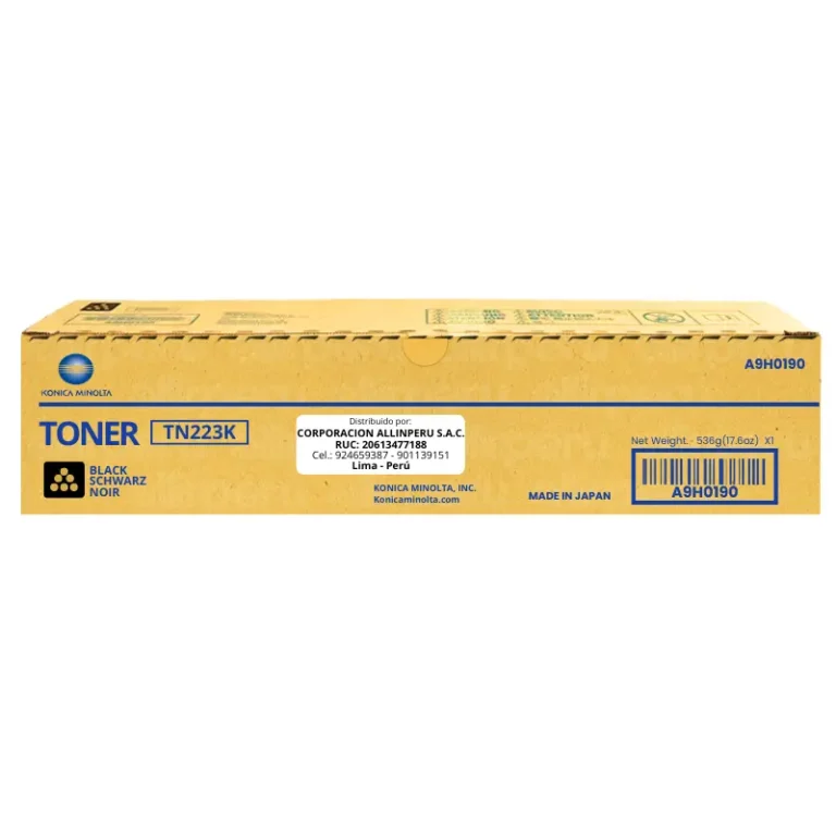 Toner Konica Minolta TN-223K Negro A9H0190 para Bizhub C226