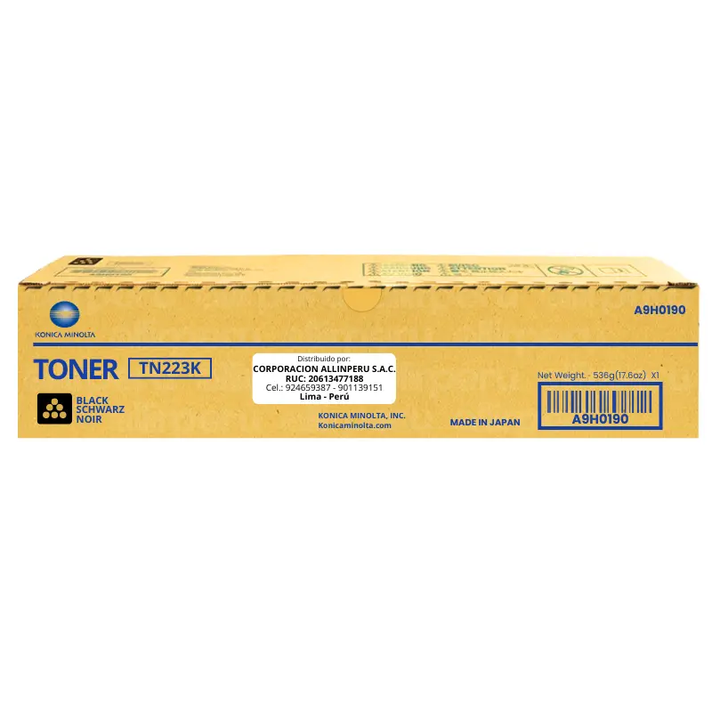 Toner Konica Minolta TN-223K Negro A9H0190 para Bizhub C226