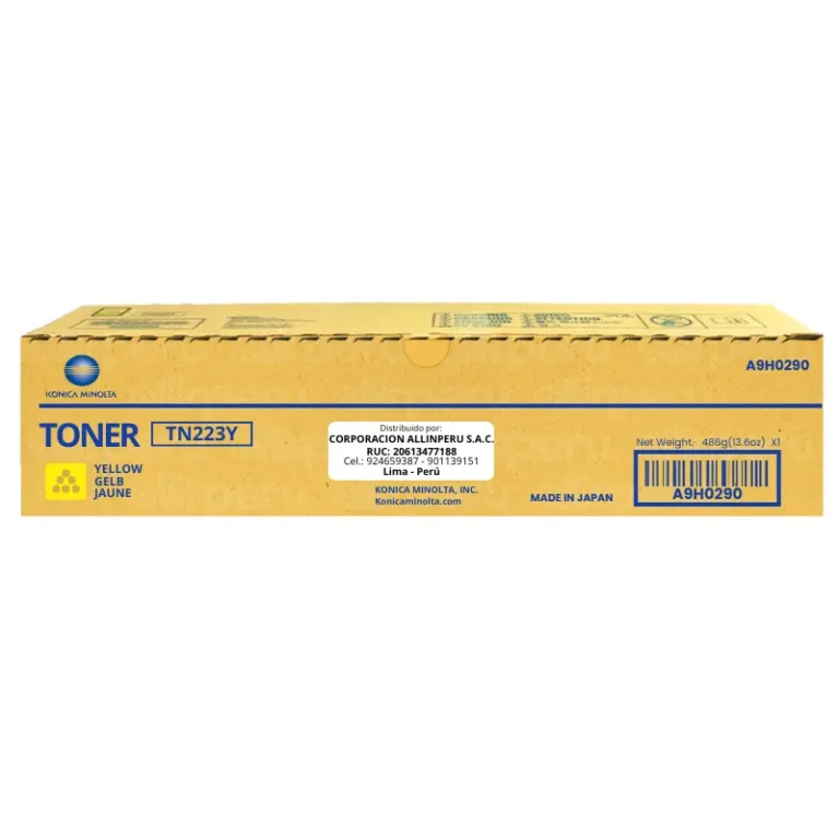 Toner Konica Minolta TN-223Y Yellow A9H0290 para Bizhub C226
