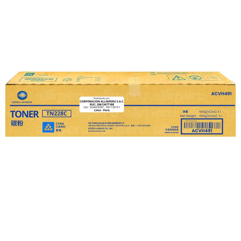 Toner Konica Minolta TN-228C Cyan para Bizhub C-266I Toner Konica Minolta TN-228C Cyan para Bizhub C-266I
