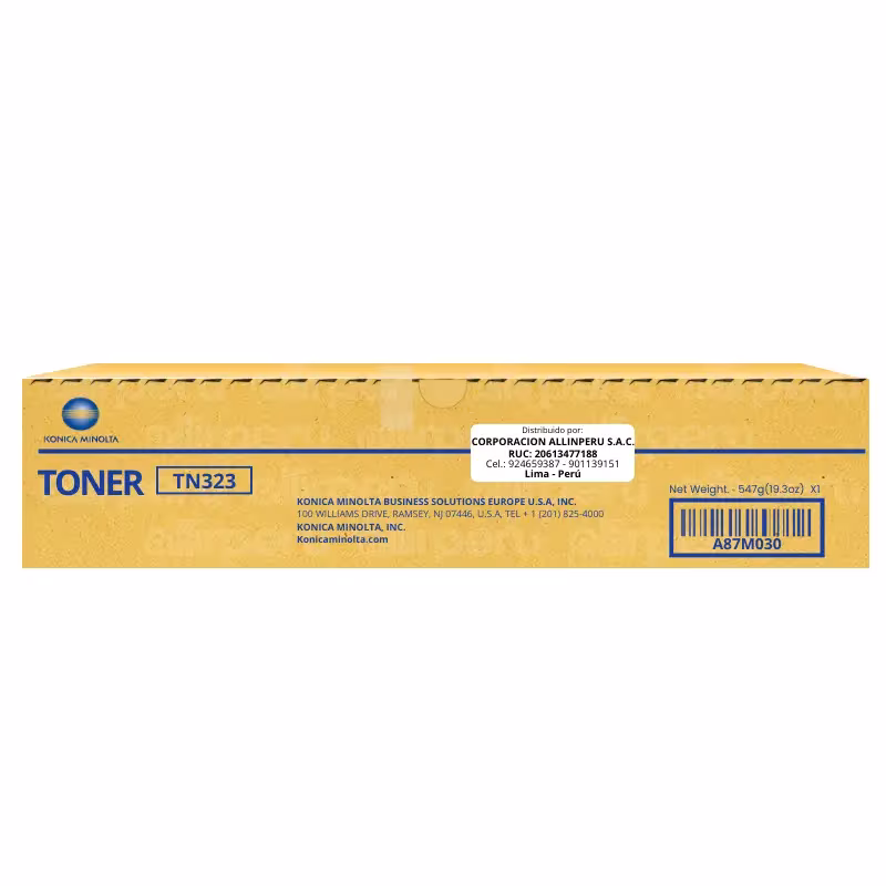 Toner Konica Minolta TN-323 A87M090 para Bizhub 367 Toner Konica Minolta TN-323 A87M090 para Bizhub 367