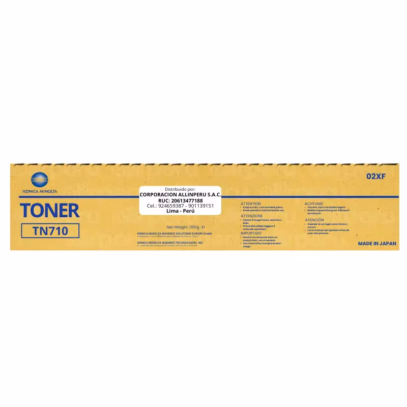 Toner Konica Minolta TN-710 Negro 02XF 55,000 Páginas Toner Konica Minolta TN-710 Negro 02XF 55,000 Páginas