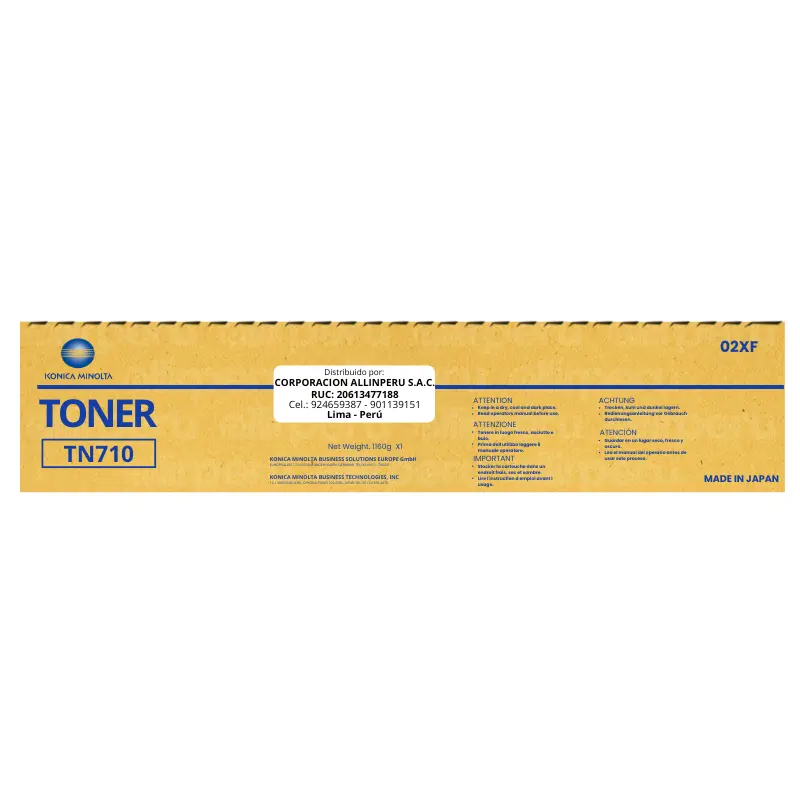 Toner Konica Minolta TN-710 Negro 02XF 55,000 Páginas