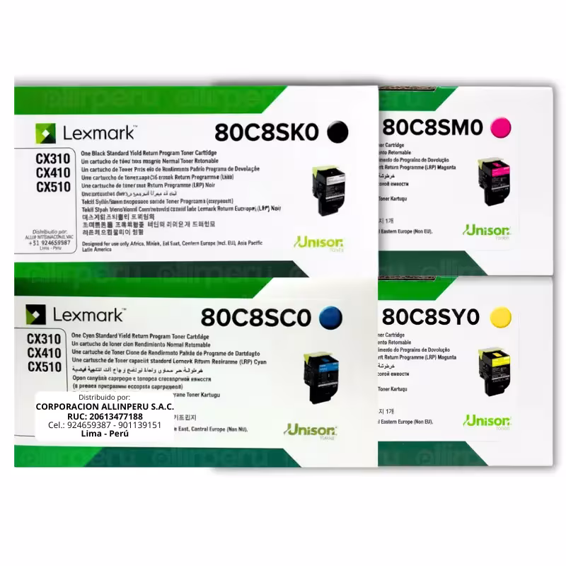 Kit Toner 80C8S Lexmark para CX410de, CX510dhe, CX510de, CX310dn