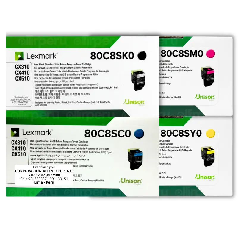 Kit Toner 80C8S Lexmark para CX410de, CX510dhe, CX510de, CX310dn
