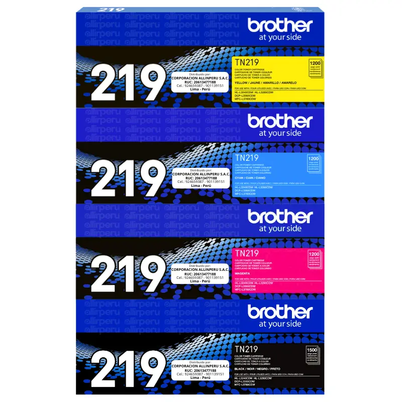 Kit de Toner Brother TN-219 para HL-L3280CDW, HL-L3240CDW, DCP-L3560CDW, MFC-L3760CDW Kit de Toner Brother TN-219 para HL-L3280CDW, HL-L3240CDW, DCP-L3560CDW, MFC-L3760CDW