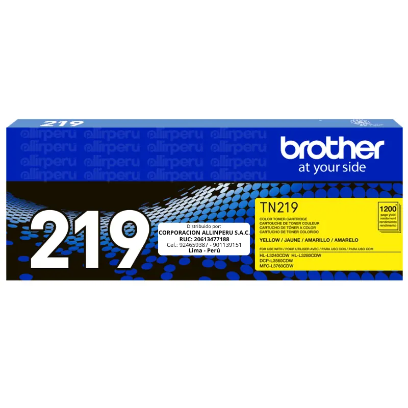 Toner Brother TN-219Y Yellow 1.200 Páginas Original Toner Brother TN-219Y Yellow 1.200 Páginas Original