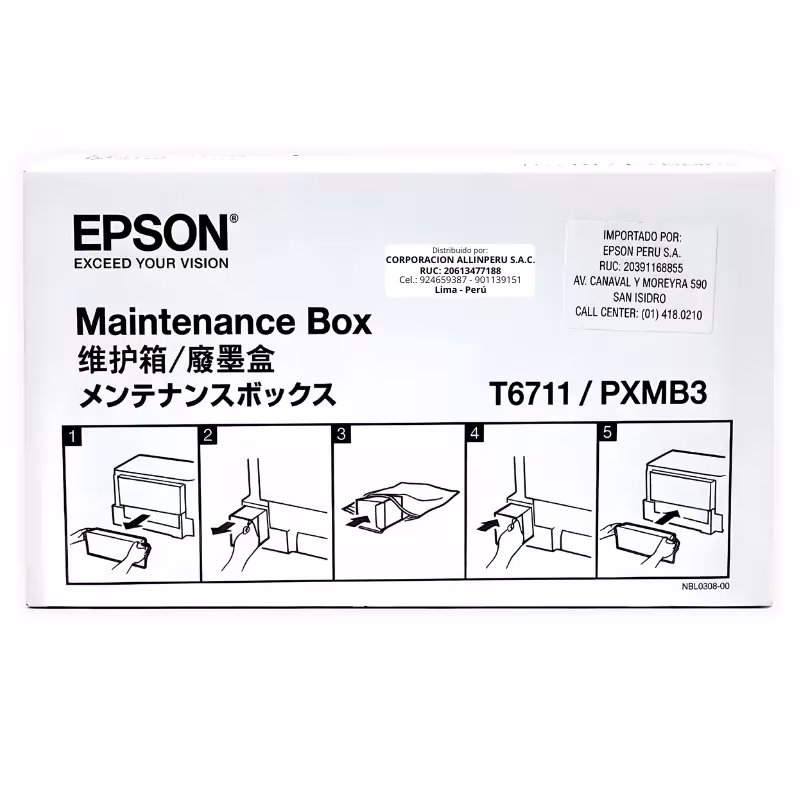 Caja de mantenimiento Epson T671100 original sellada vista frontal