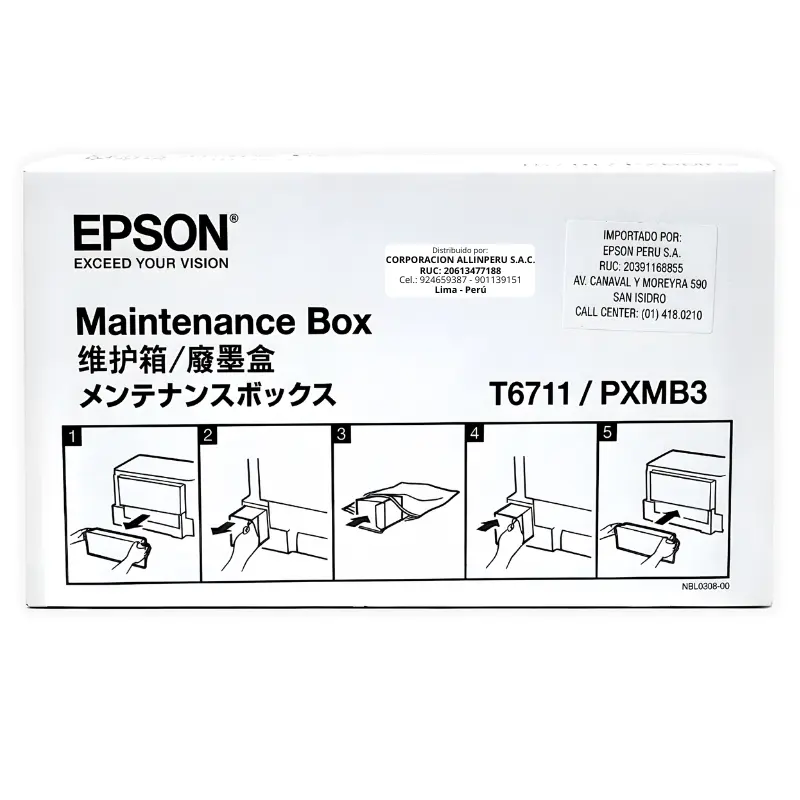 Caja de mantenimiento Epson T671100 original sellada vista frontal