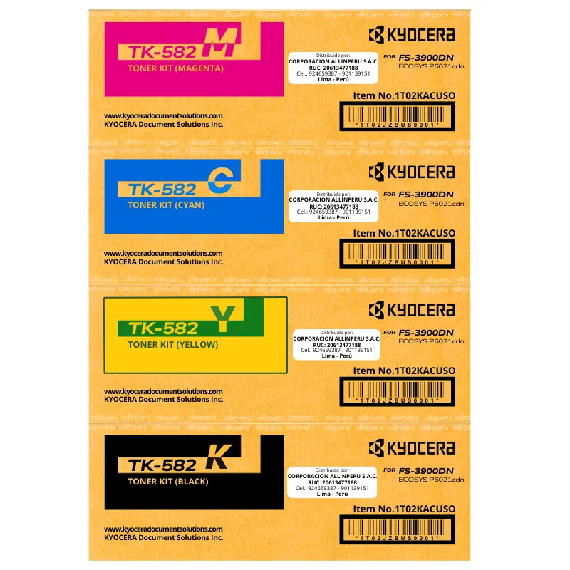 Kit Toner Kyocera TK-582 para P6021CDN y FS-C5150DN TK582 Kit Toner Kyocera TK-582 para P6021CDN y FS-C5150DN TK582