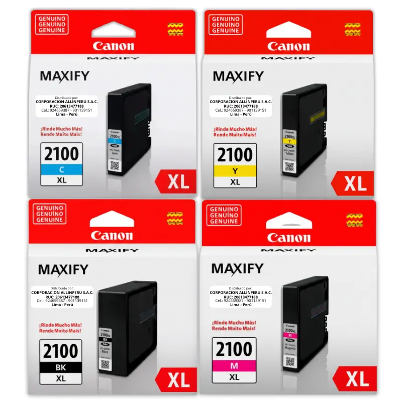 Kit Tinta Canon PGI-2100XL para MAXIFY MB5310, MB5110, MB5410, iB4010 e iB4110 Kit Tinta Canon PGI-2100XL para MAXIFY MB5310, MB5110, MB5410, iB4010 e iB4110