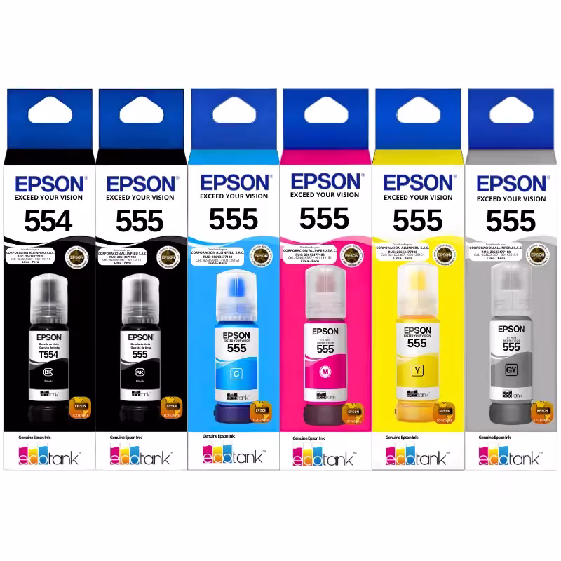 kit tinta epson 555 original nuevo sellado