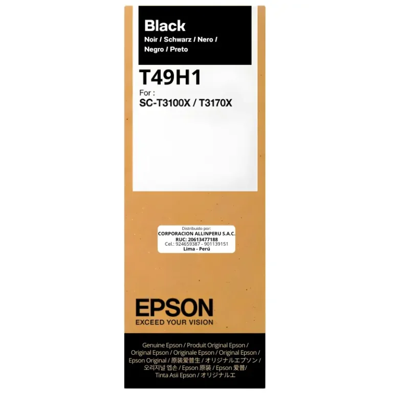 Botella de tinta Epson T49H100 negra 140ml original sellada de fábrica