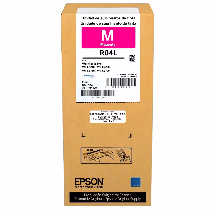 Cartucho de tinta Epson R04L32A magenta 38 ml en empaque original sellado
