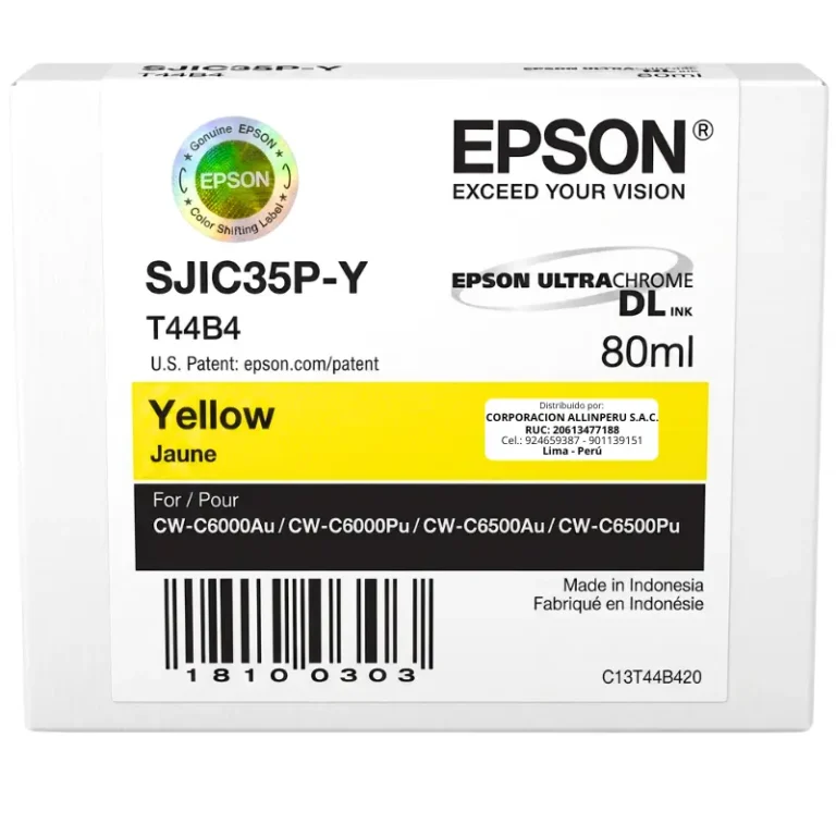 Cartucho de tinta Epson SJIC35P Amarillo 80 ml original sellado