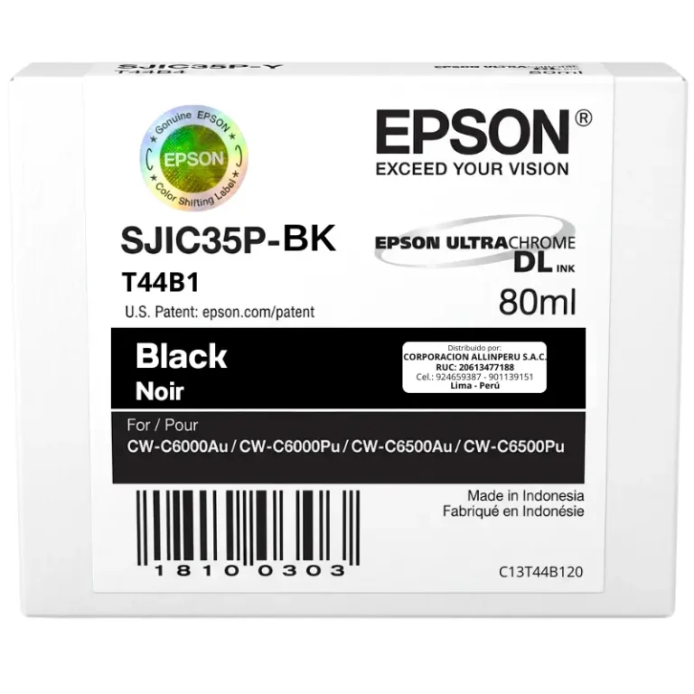 Cartucho de tinta negra Epson SJIC35P-K original sellado vista frontal