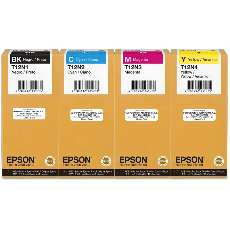 Foto de kit tintas Epson T12N originales cuatro colores WorkForce Pro EM-C800