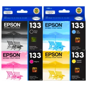 Kit tinta Epson 133 original 4 cartuchos negro cyan magenta amarillo sellados