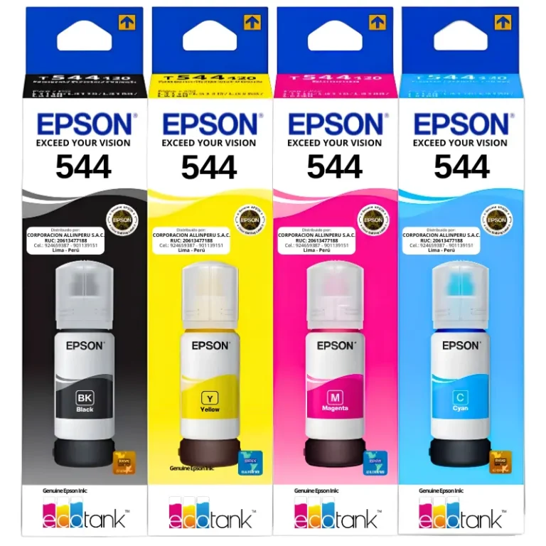Foto de kit tinta Epson 544 original pack 4 colores negro cian magenta amarillo sellado de fábrica