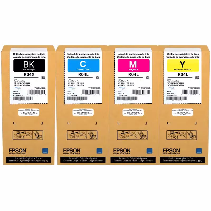 Bolsas de tinta Epson R04X R04L negro cyan magenta amarillo originales selladas