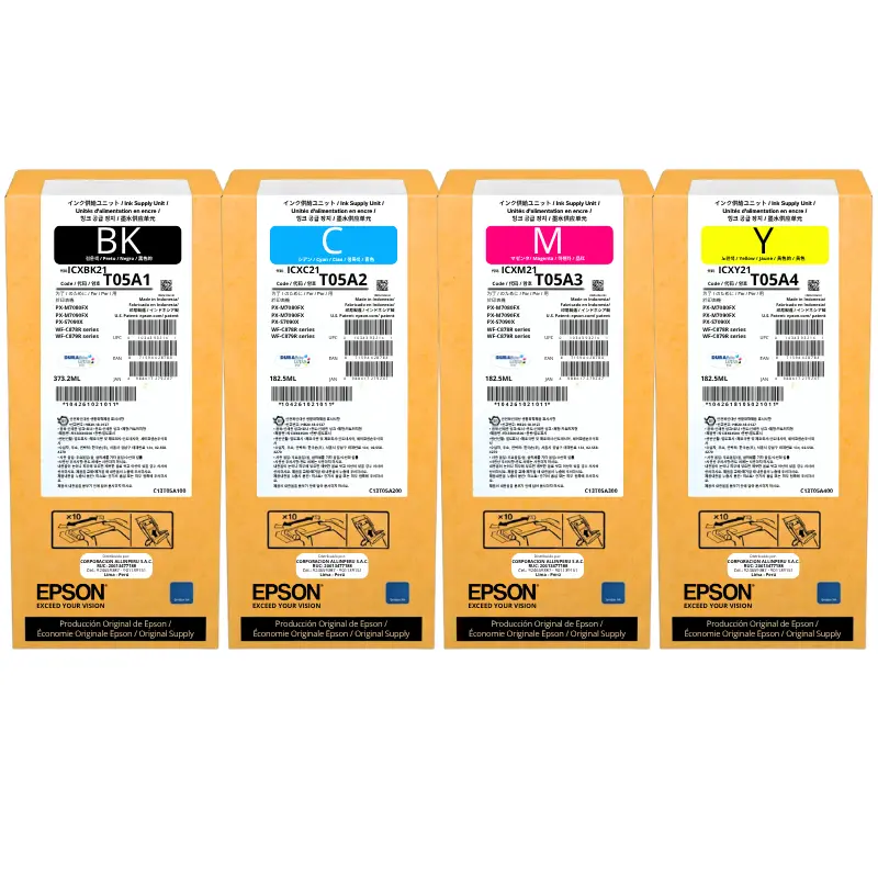 Kit bolsas de tinta Epson T05A negro cyan magenta amarillo originales sellados