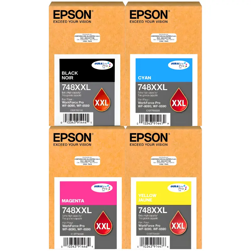 Kit de tintas T748XXL original Epson negro cyan magenta yellow para WorkForce Pro