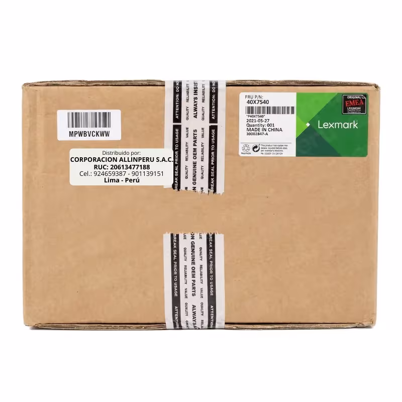 Foto de Kit de mantenimiento Lexmark 40X7540 original OEM caja sellada frontal