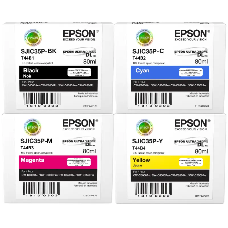 Kit tinta pigmentada Epson SJIC35P C13T44B cuatro colores CMYK original sellado