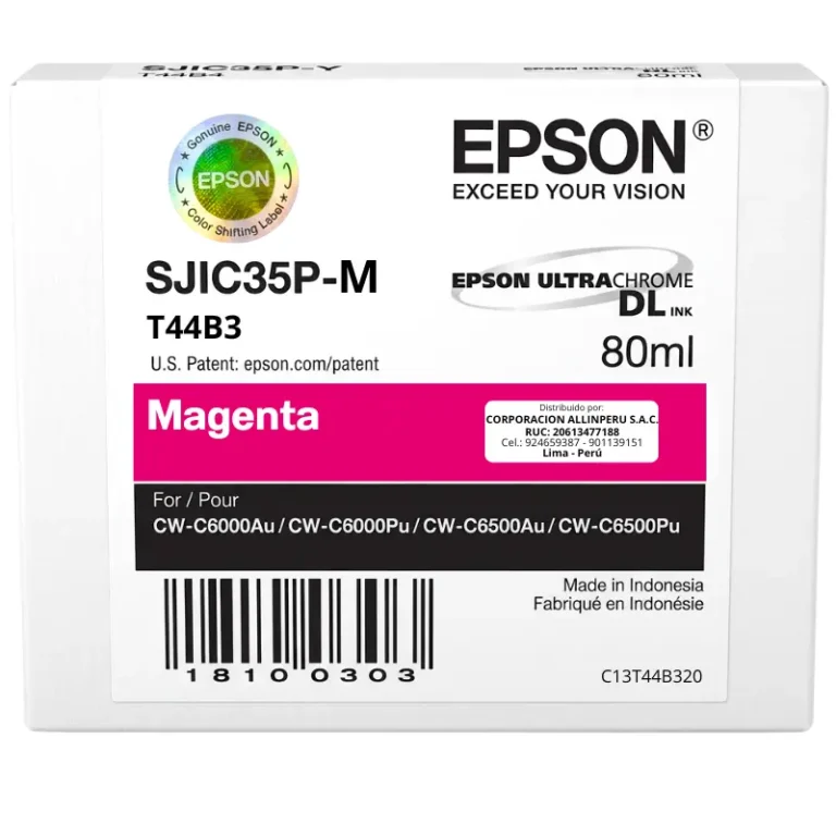 Tinta Epson C13T44B320 SJIC35P-M Magenta original 80 ml para ColorWorks C6000 C6500
