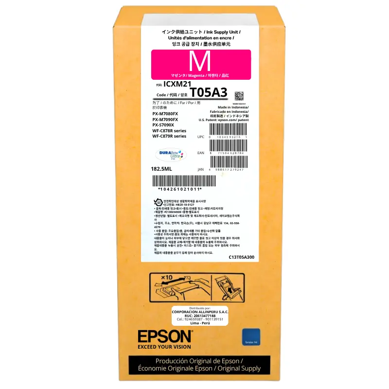 Tinta Epson T05A300 Magenta original bolsa ink pack 185 ml sellada de fábrica