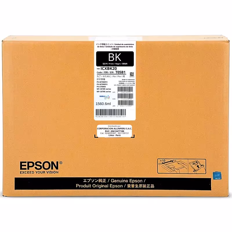 Tinta Epson T05B1 negro bolsa de tinta pigmentada original sellada