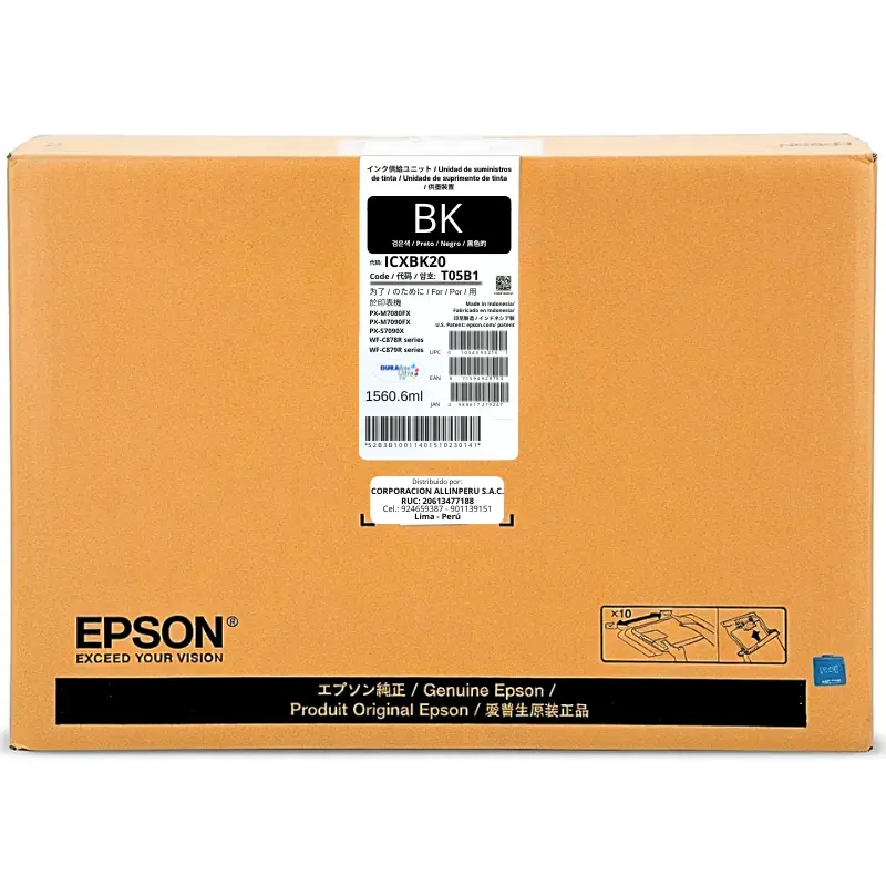 Tinta Epson T05B1 negro bolsa de tinta pigmentada original sellada