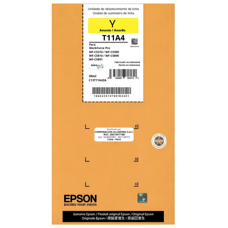 Tinta Epson T11A420-AL Yellow bolsa de tinta original sellada
