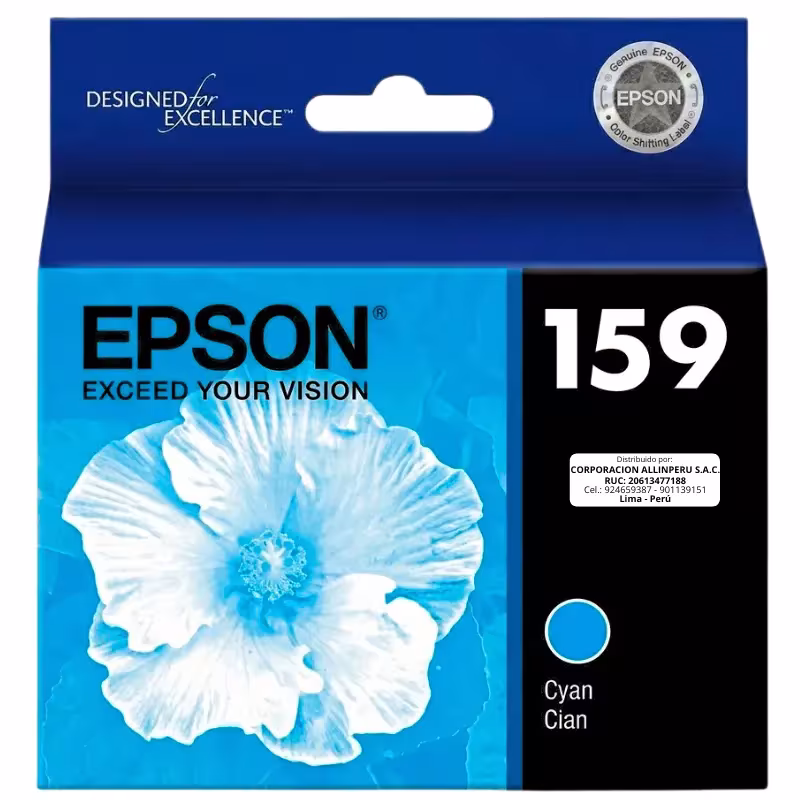 Cartucho de tinta Epson T159220 cian UltraChrome Hi-Gloss 2 original sellado de fábrica