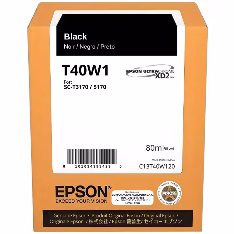 Tinta Epson T40W120 negra 80 ml UltraChrome XD2 original sellada