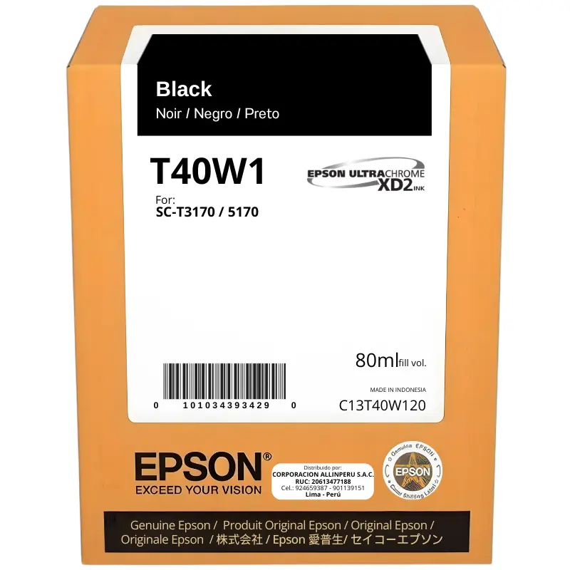 Tinta Epson T40W120 negra 80 ml UltraChrome XD2 original sellada