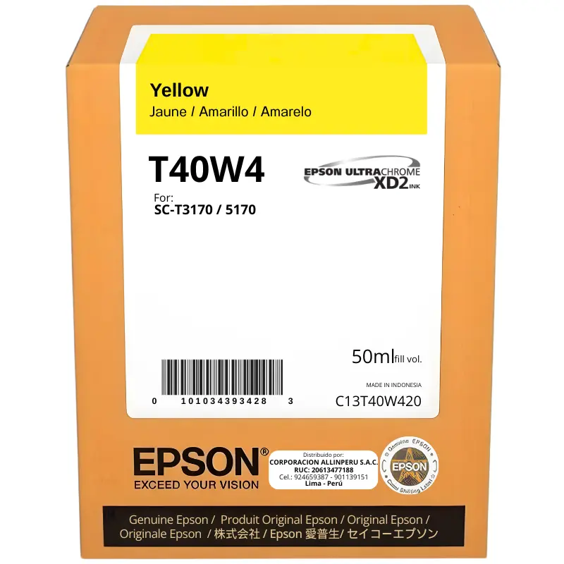 Botella de tinta Epson T40W420 Yellow 50ml UltraChrome XD2 original sellada