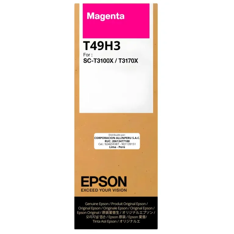 Botella de tinta original Epson T49H300 magenta 140 ml sellada de fábrica