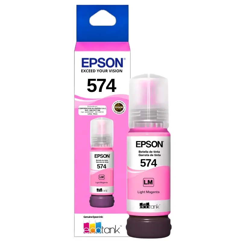 Tinta Epson T574620 Magenta Light – Botella original 70 ml Tinta original Epson T574620 Magenta Light 70 ml botella sellada de fábrica
