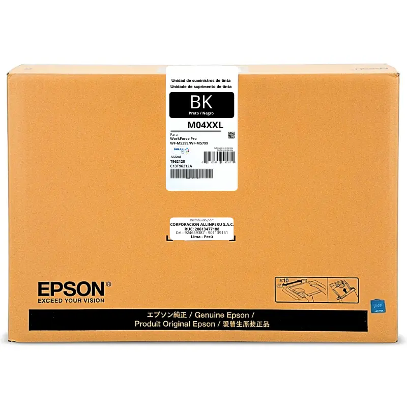 Tinta Epson T962120 bolsa de tinta negra 666 ml para WorkForce Pro WF-M5299