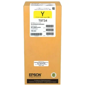 Cartucho tinta Epson T973 Yellow junto a impresora WorkForce Pro WF-C869R