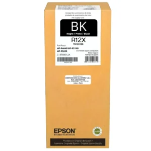 Tinta Epson TR12X120-AL Negro original 318 ml frente blanco