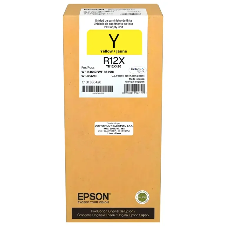 Tinta Epson TR12X420 yellow 318 ml original sellada de fábrica