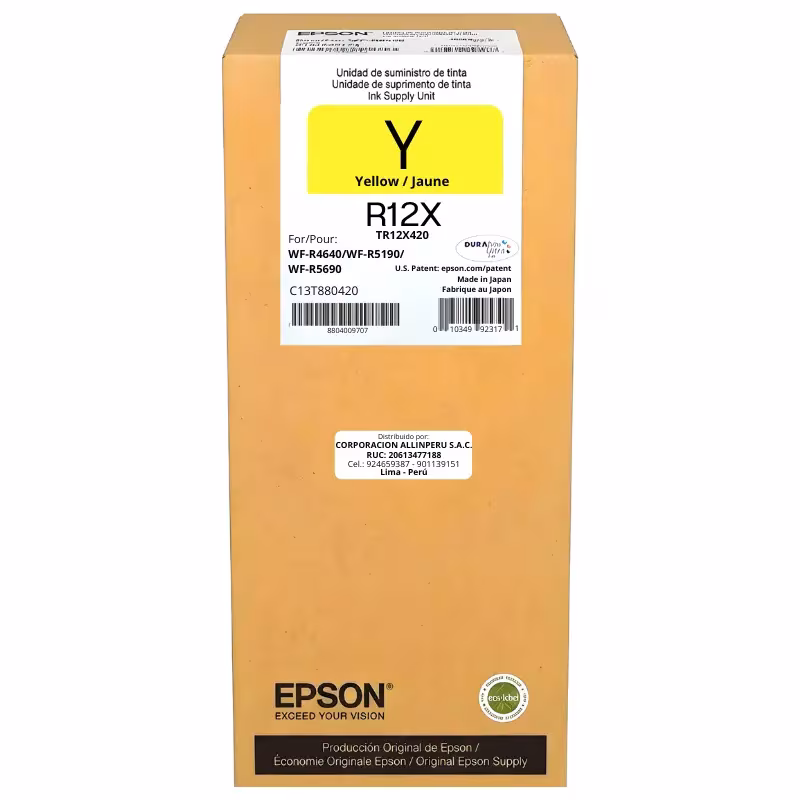 Tinta Epson TR12X420 yellow 318 ml original sellada de fábrica