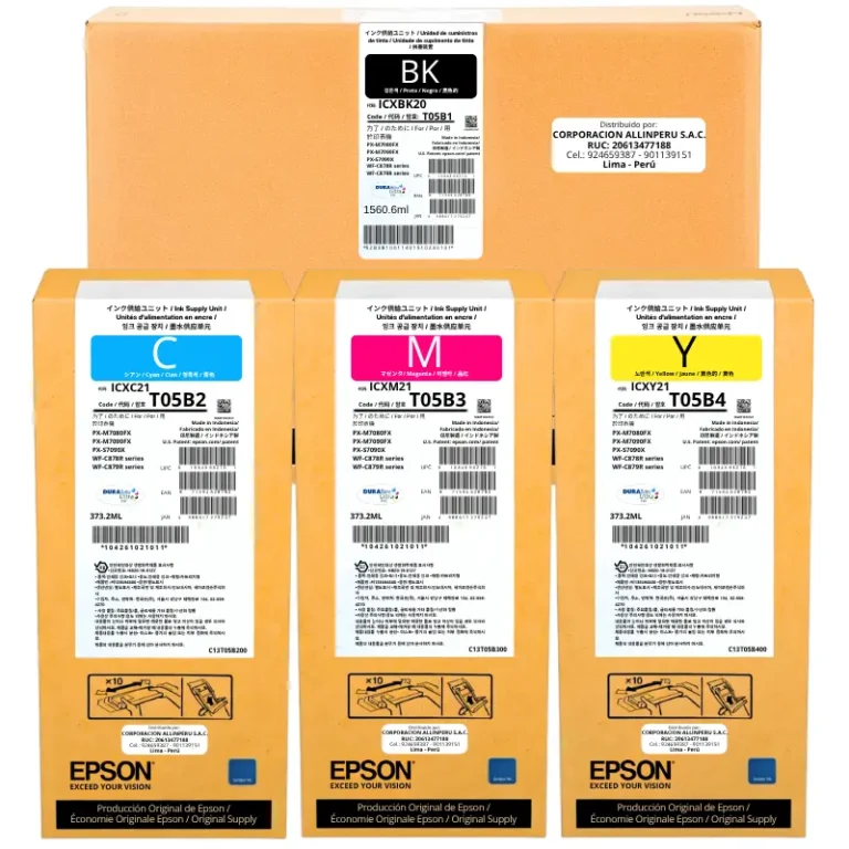 Bolsas de tinta Epson T05B negra y colores para WF-C878R WF-C879R originales selladas