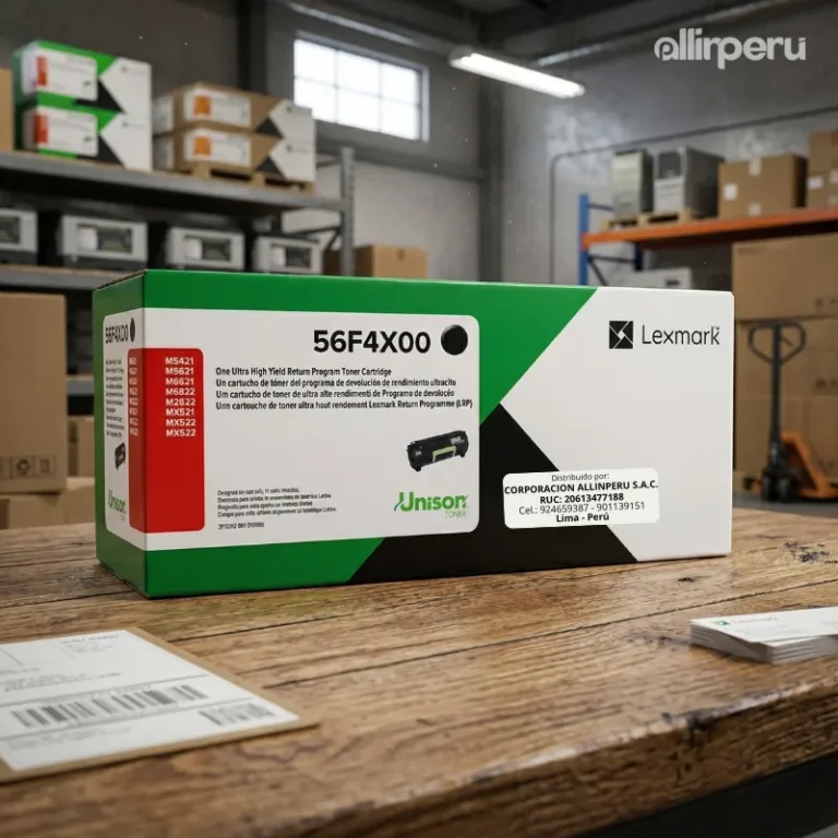 Foto de tóner Lexmark 56F4X00 dimensiones caja original 31.2 cm