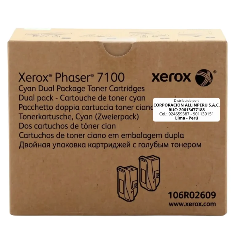 Foto de toner Xerox 106R02609 Cyan Dual Pack original sellado vista frontal