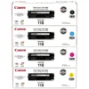 Kit toner Canon 118 original CMYK cuatro cartuchos sellados frontal
